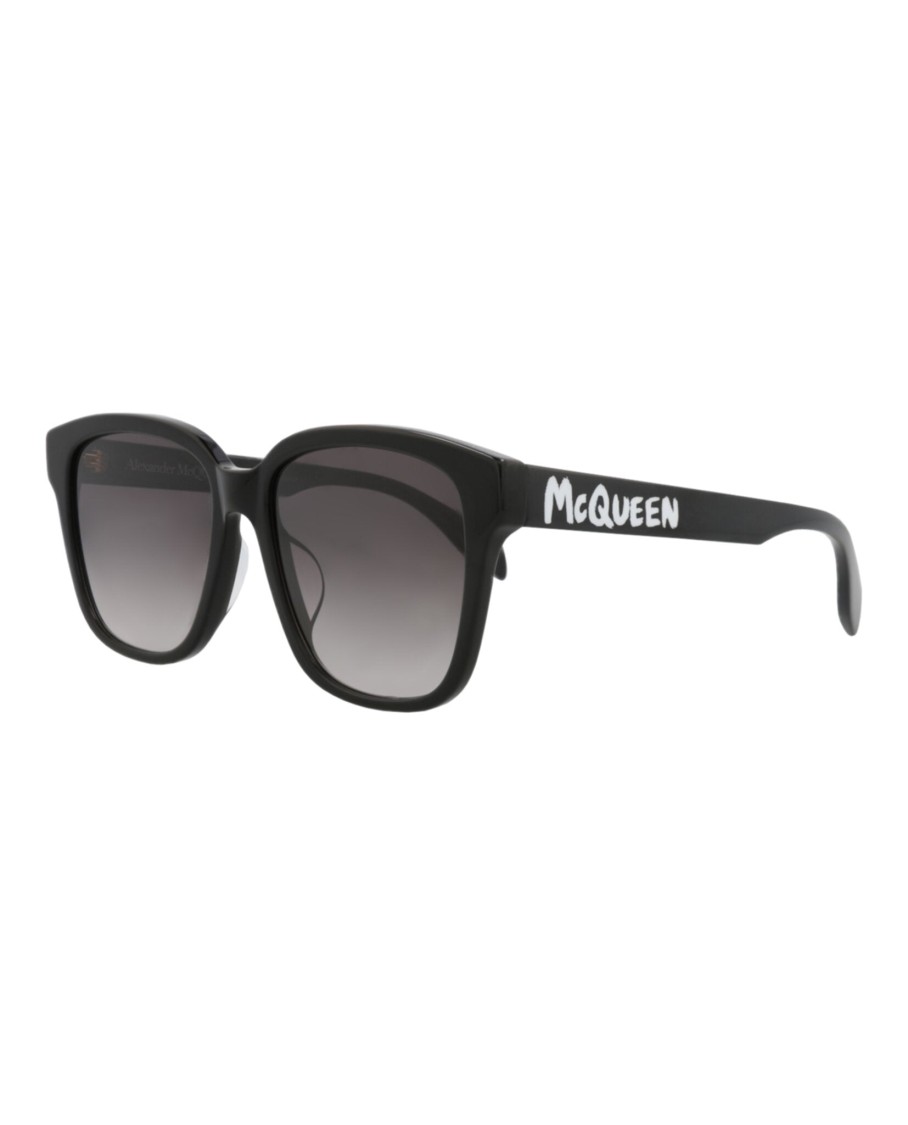 Alexander Mcqueen Square-frame Acetate Sunglasses In Gray