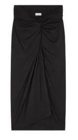 Dries Van Noten Knot Front Cotton Jersey Midi Skirt In Black