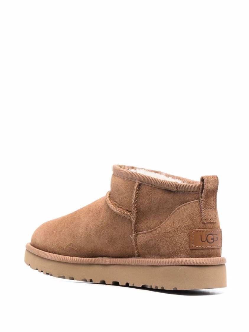 Ugg Camel Suede Classic Ultra Mini Ankle Boots In Neutral