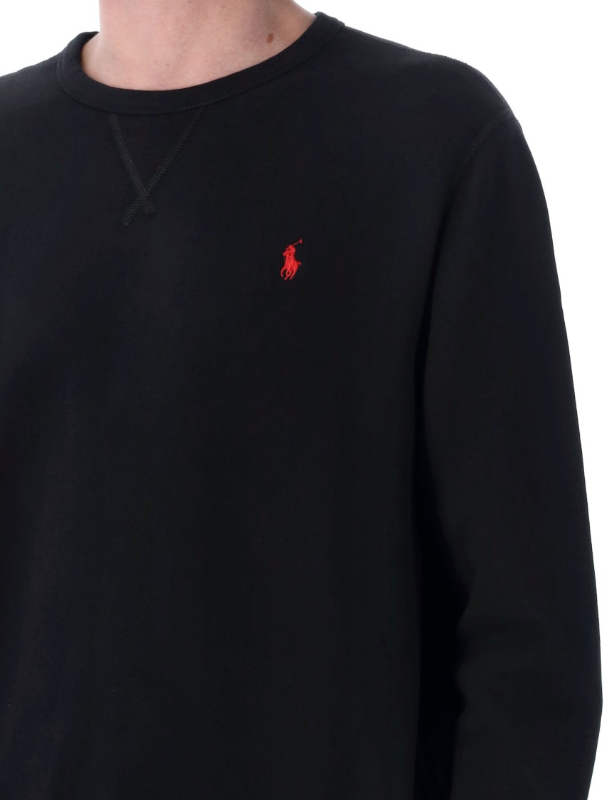 Polo Ralph Lauren Black Cotton Blend Sweatshirt With Logo In Black