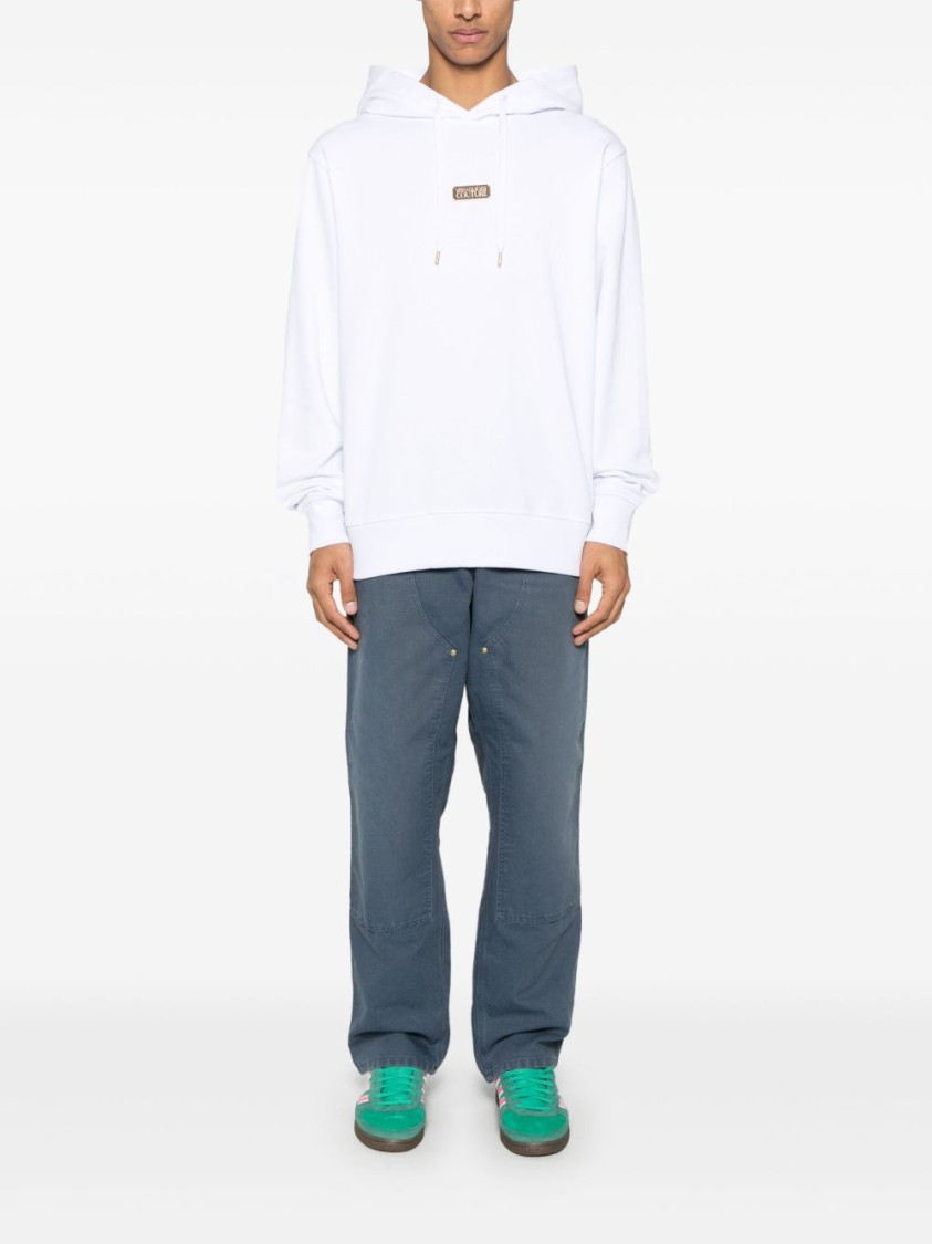 Shop Versace Jeans Couture Hooded White Sweatshirt