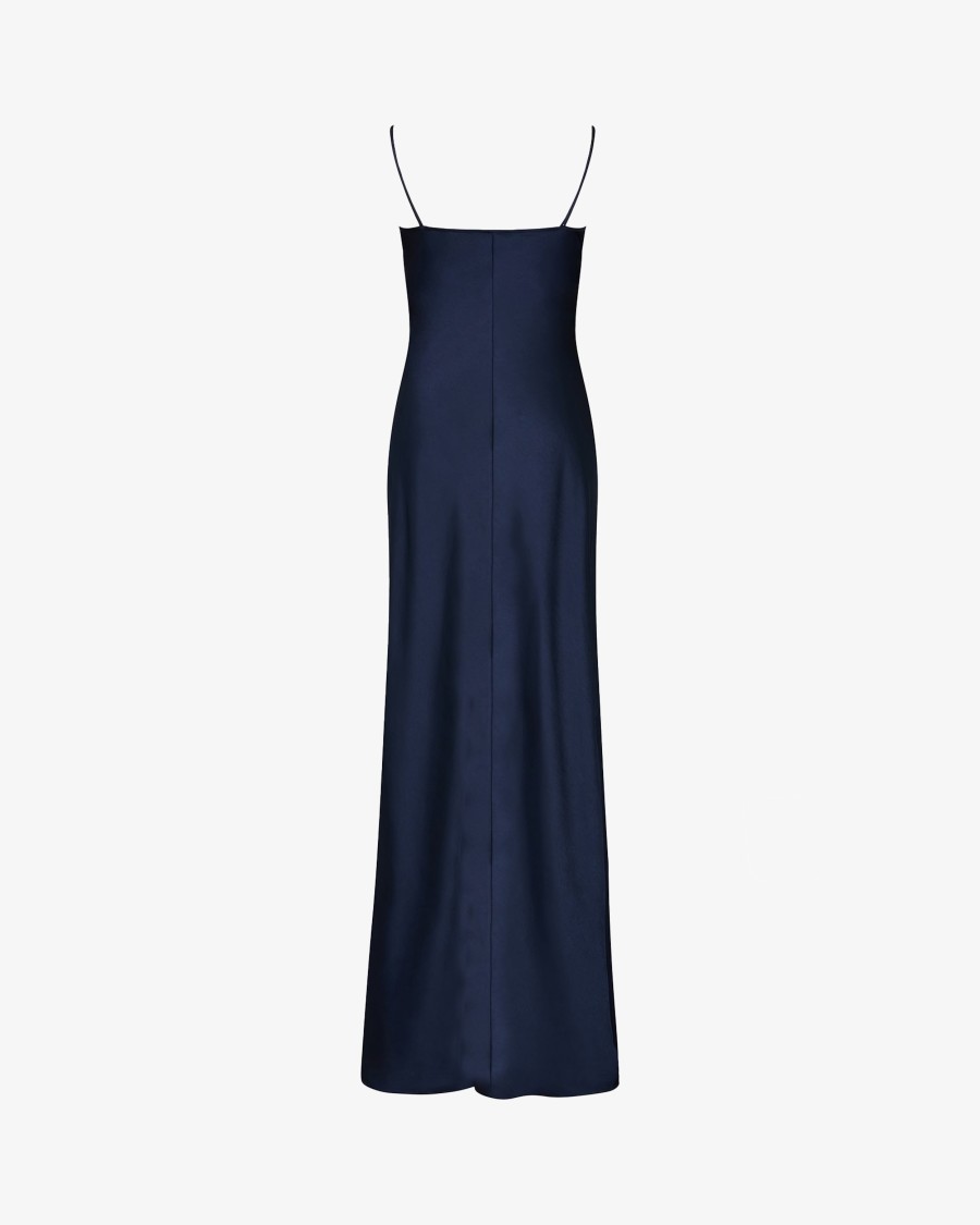 Serena Bute Satin Slip Dress '25 - Dark Navy In Blue