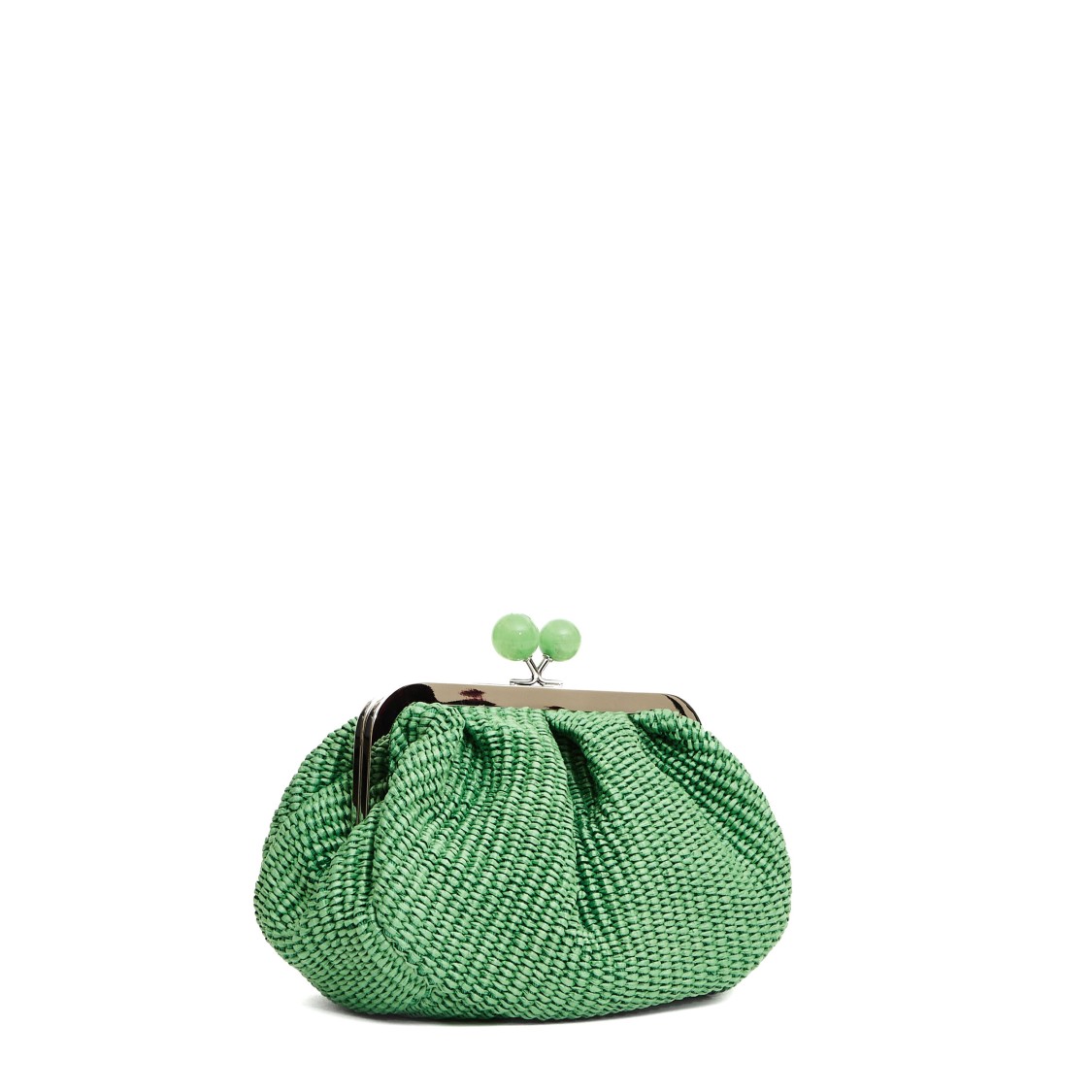 Max Mara X Weekend Charming Gathered Raffia Clutch With Structured Frame