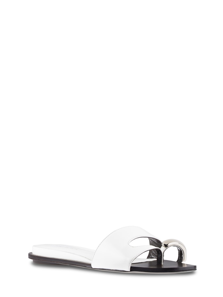 Tory Burch Pierced Leather Slide Shoes With Minimalist Silhouette In Red