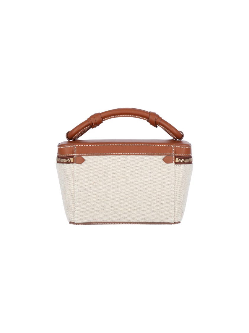 Balmain Structured Canvas Bag With Leather Handle And Logo