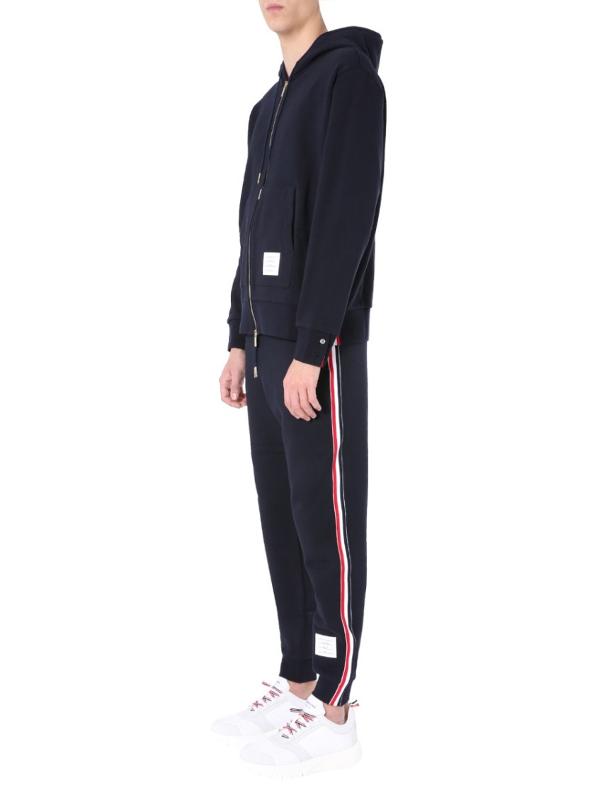 Thom Browne Classic Black Zip-up Hoodie With Contrasting Details In Black