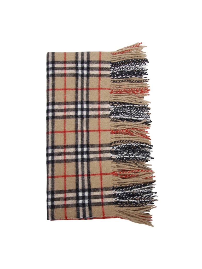 Burberry Cashmere Check Pattern Scarf In Neutrals