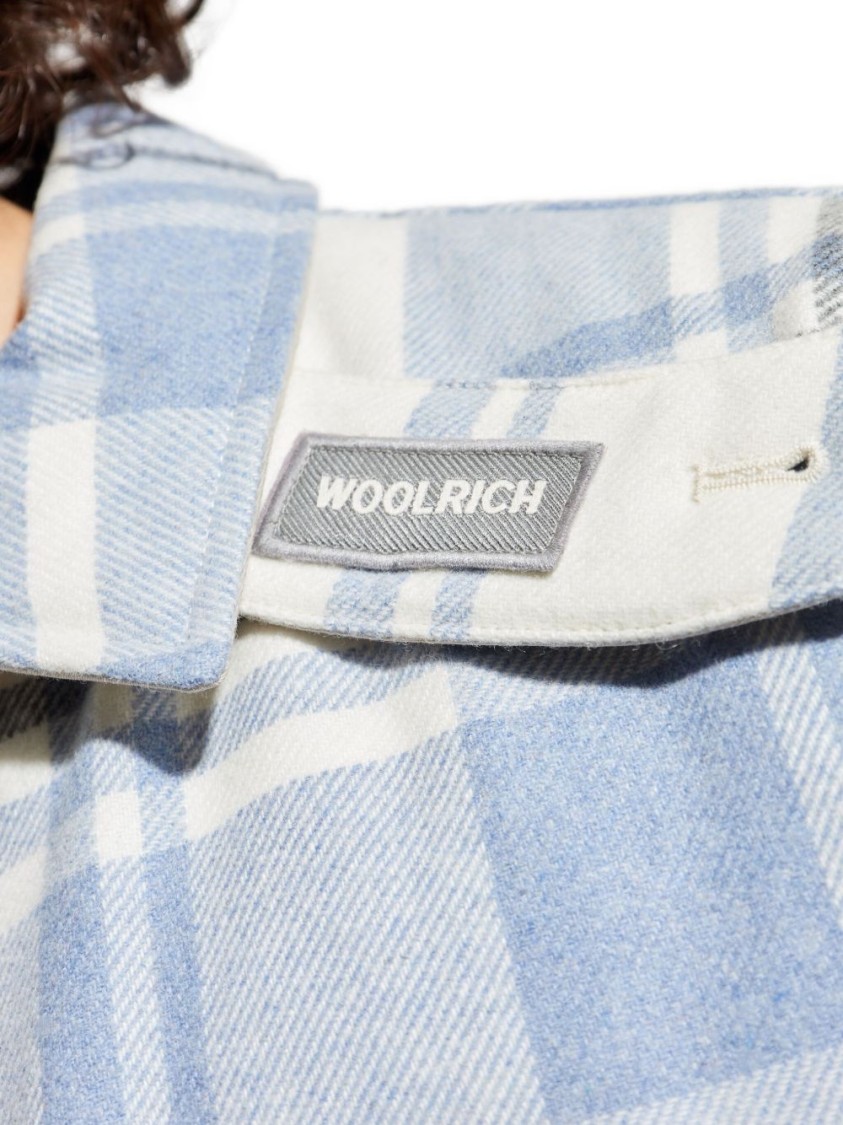Woolrich Plaid Logo Jacket With Structured Collar In White