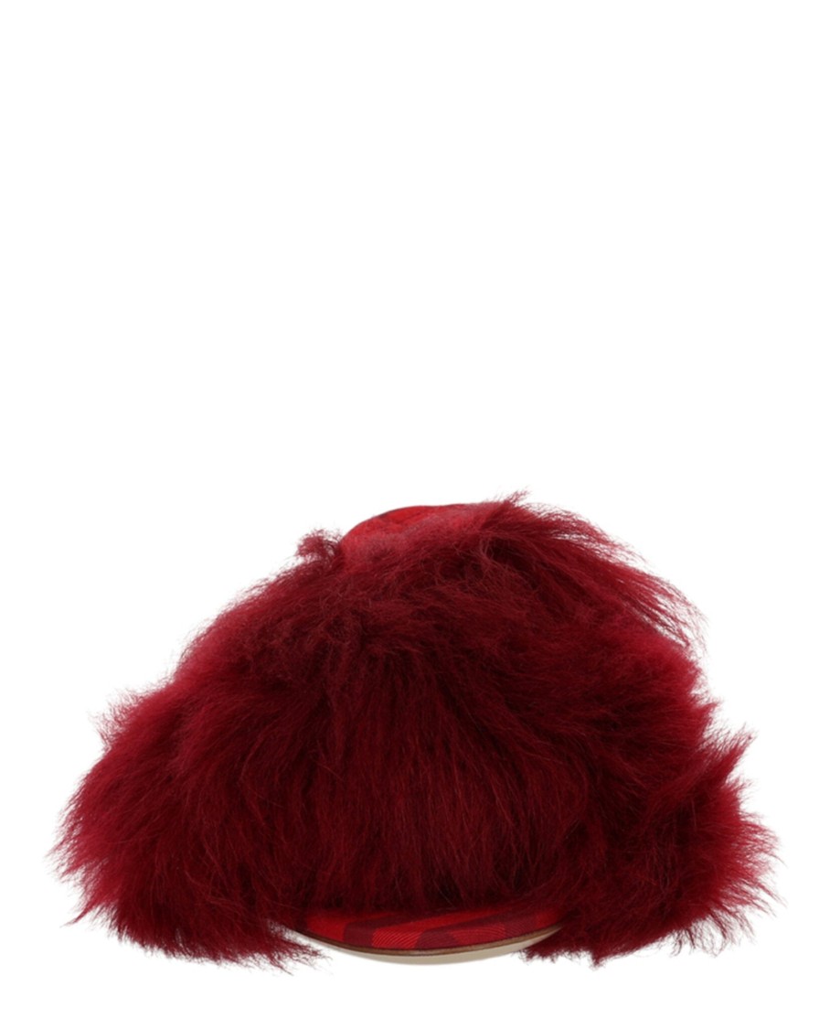 Burberry Minnie 65mm Heel Open-toe Shearling Sandals In Red
