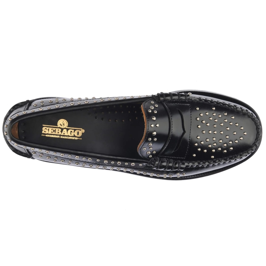 Sebago Moccasin With Hand-sewn Vamp And Rock-inspired Accents In Black