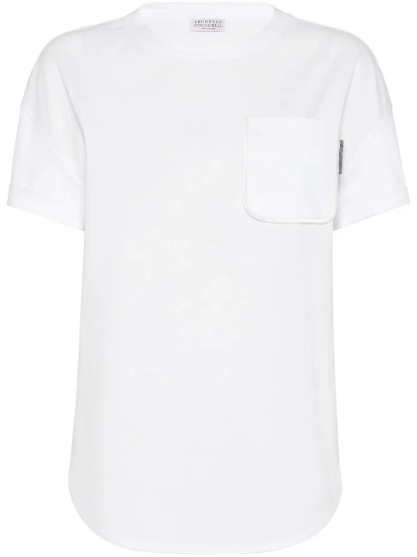 Brunello Cucinelli Relaxed-fit White Cotton T-shirt With Chest Pocket In White