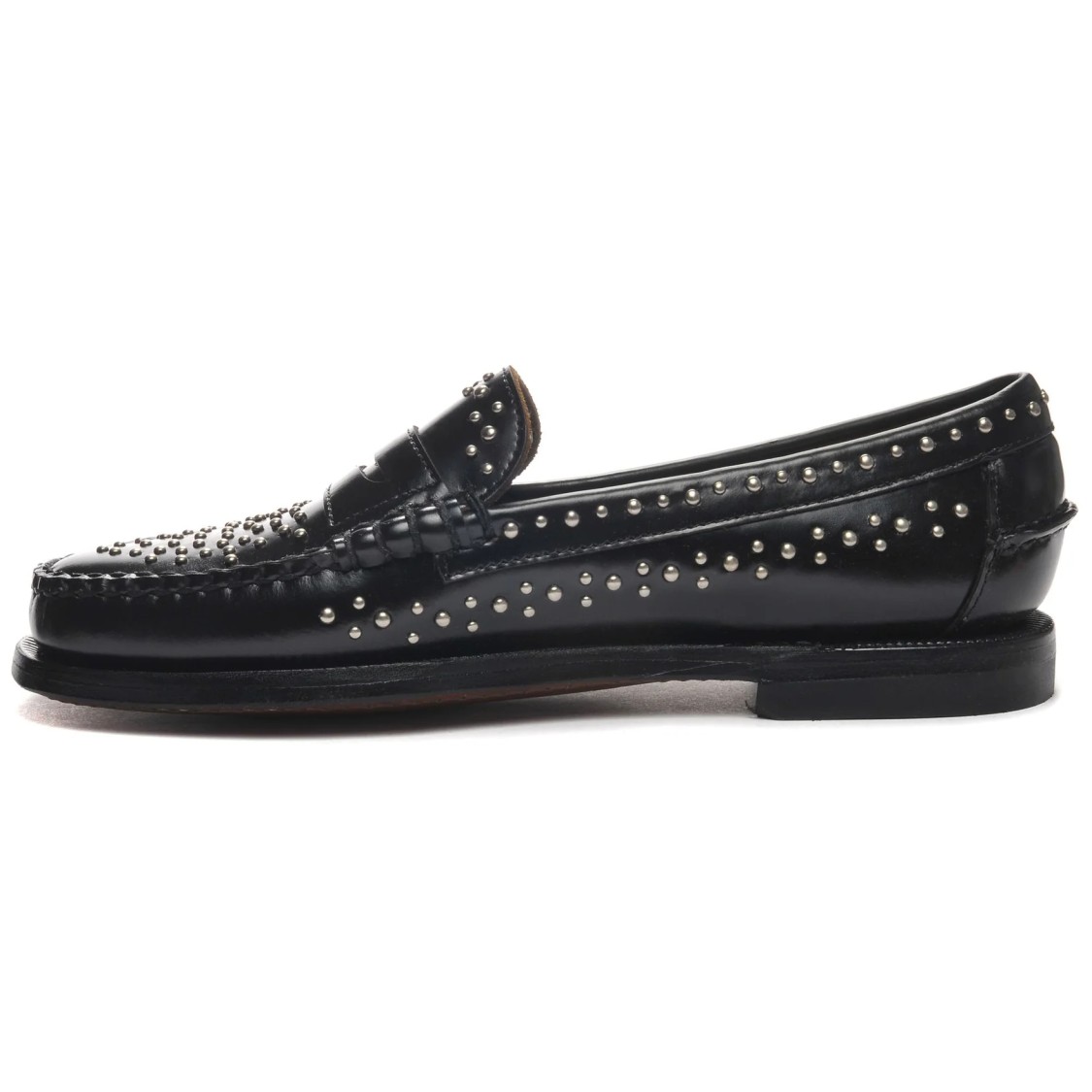 Sebago Moccasin With Hand-sewn Vamp And Rock-inspired Accents In Black