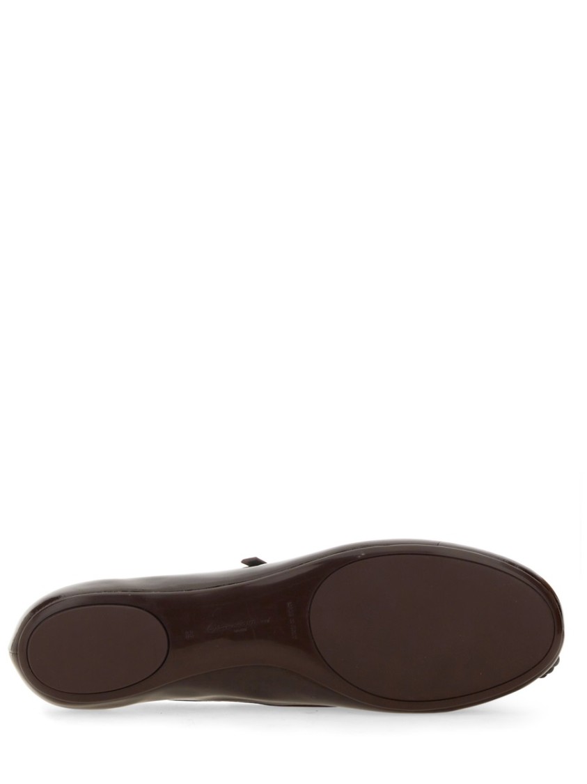 Shop Gianvito Rossi "carla" Dancer Brown Ballet Flats In Burgundy
