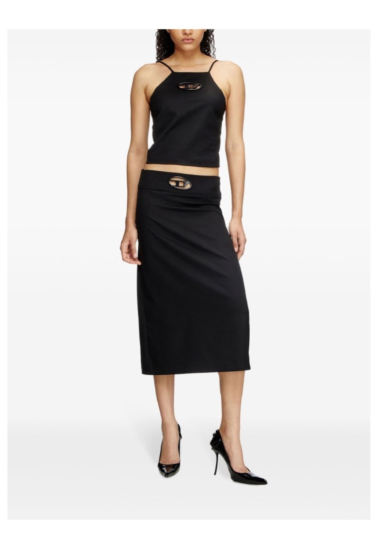 Diesel Fitted Black Top With Oval Cutout In Black