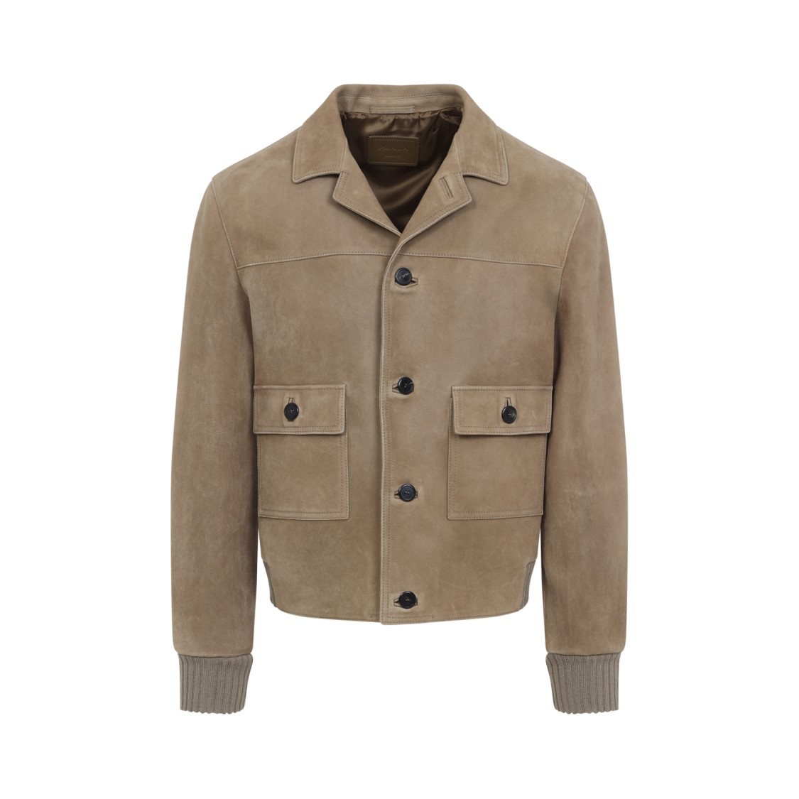 Prada Classic Button-up Lamb Leather Jacket In Neutral