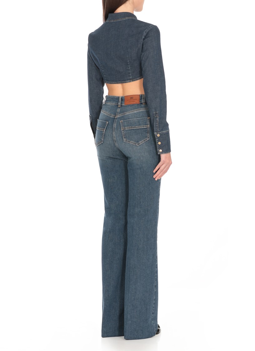 ELISABETTA FRANCHI ELISABETTA FRANCHI BLUE CROPPED JEANS JACKET