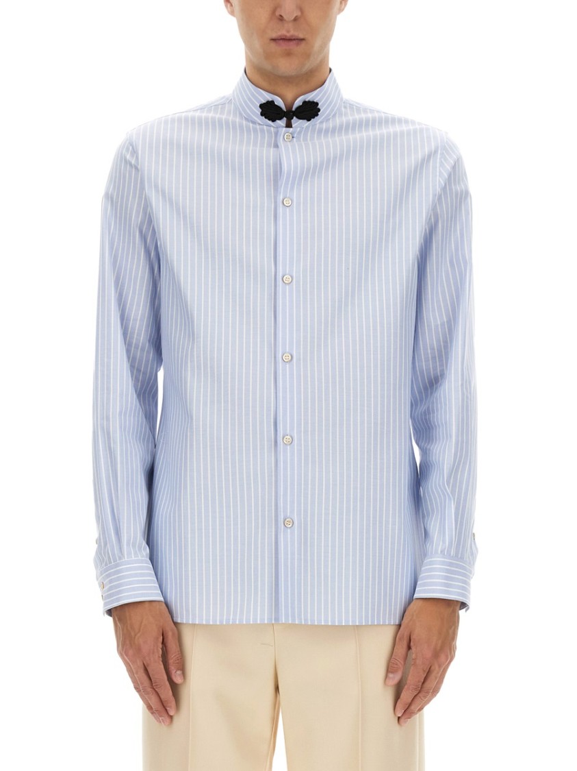 Tシャツ・カットソー VALENTINO COTTON OXFORD SHIRT WITH TOGGLE (7V3ABSI0AL0 043) Valentino Cotton Oxford Shirt With Toggle Closure Casual