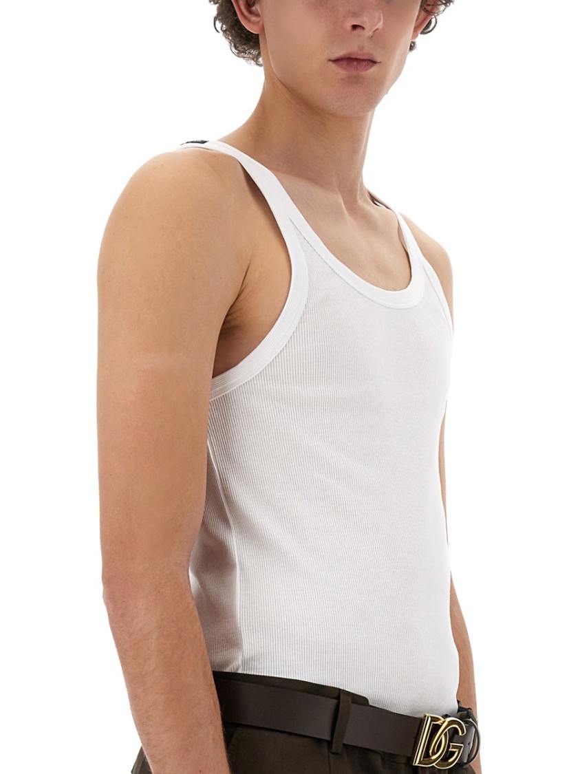 Shop Dolce & Gabbana Cotton Tank Top In White