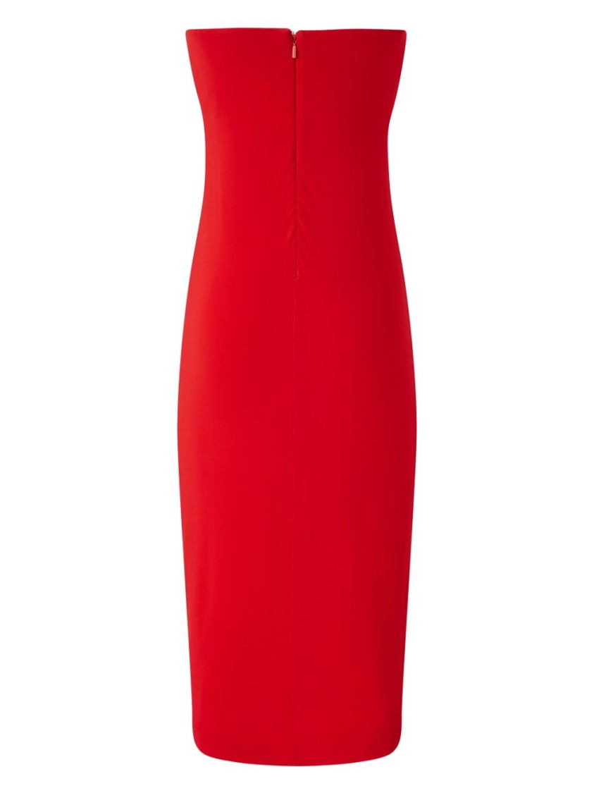 Shop Pinko Fitted Red Midi Dress With Shaped Neckline