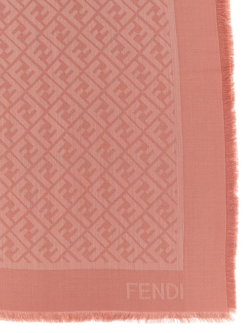 Fendi Ff Shawl Fringed Edges In Neutral