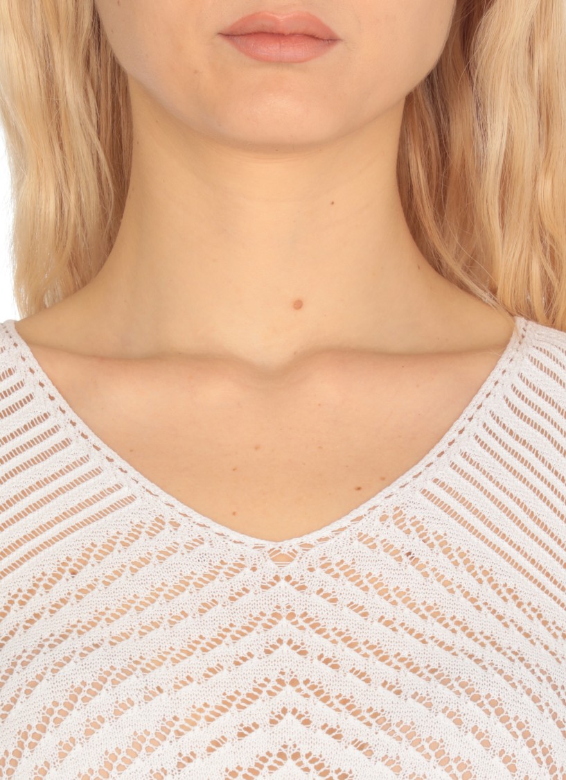D Exterior D. Exterior White Cotton Sweater
