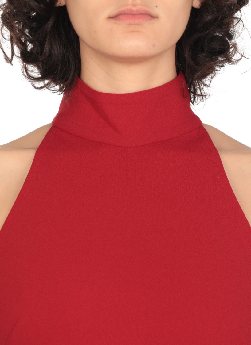 Solace London High Neck Sleeveless Evening Dress In Red