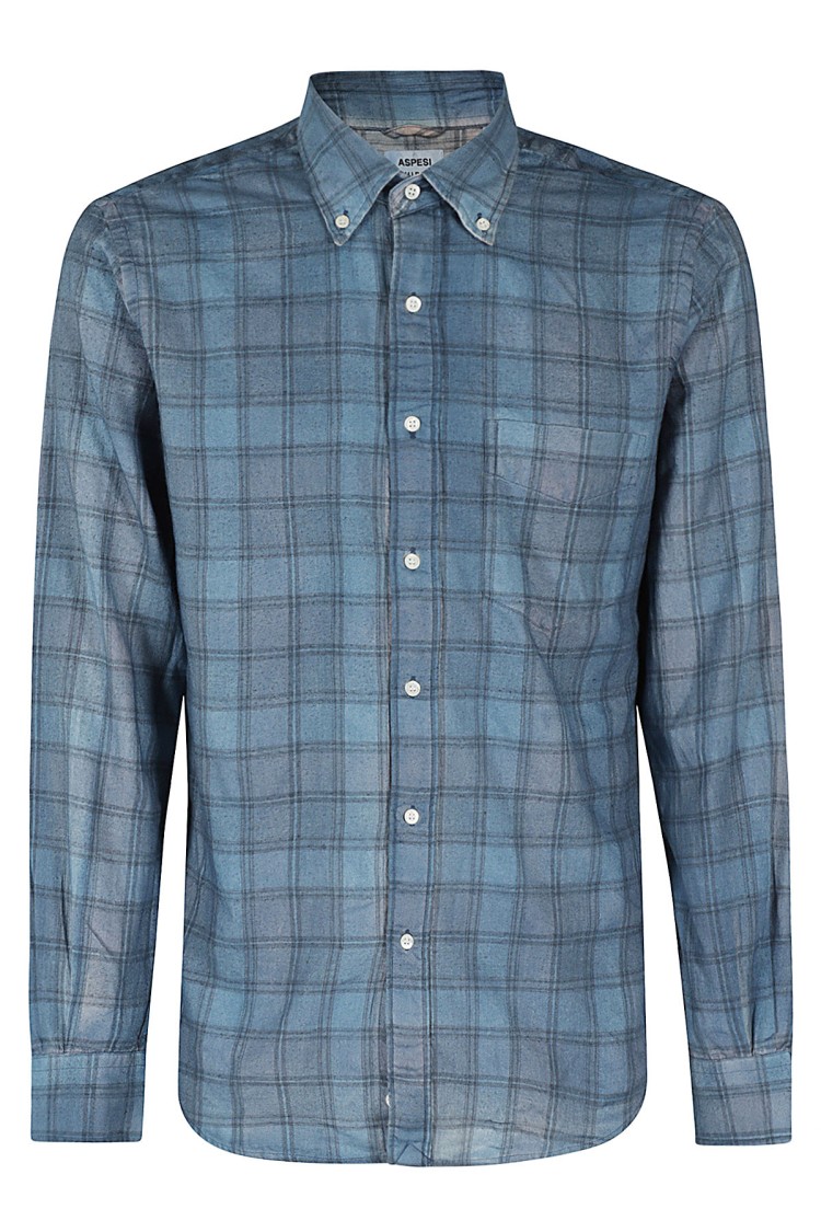 ASPESI ASPESI PLAID PATTERNED BUTTON-DOWN SHIRT WITH CHEST POCKET