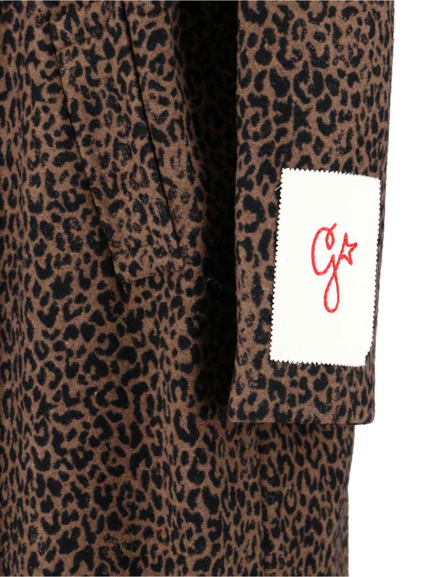 Golden Goose Cocoon Coat In Faded Leopard Jacquard Wool In Brown