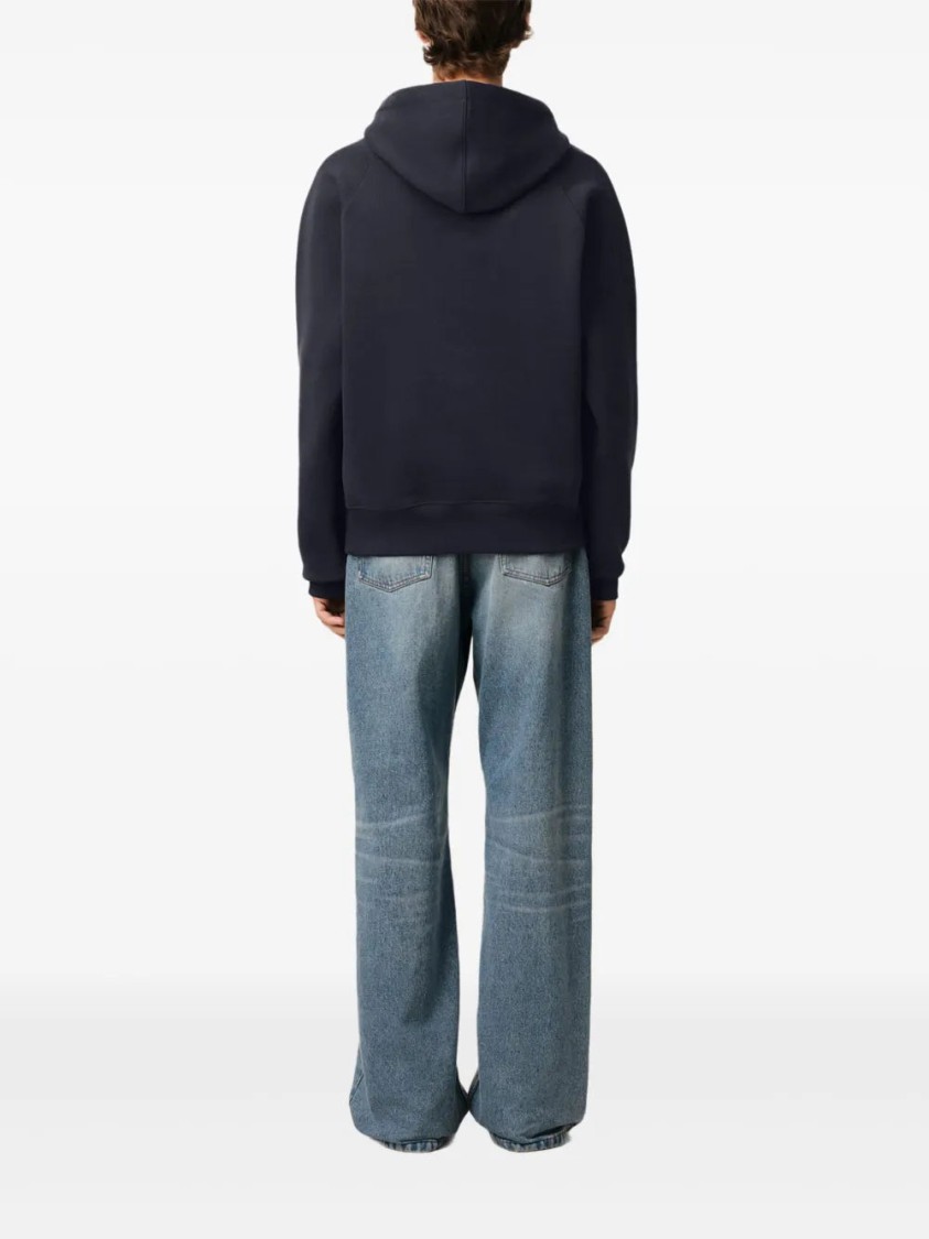 Shop Ami Alexandre Mattiussi Ami Blue Logo-print Hoodie