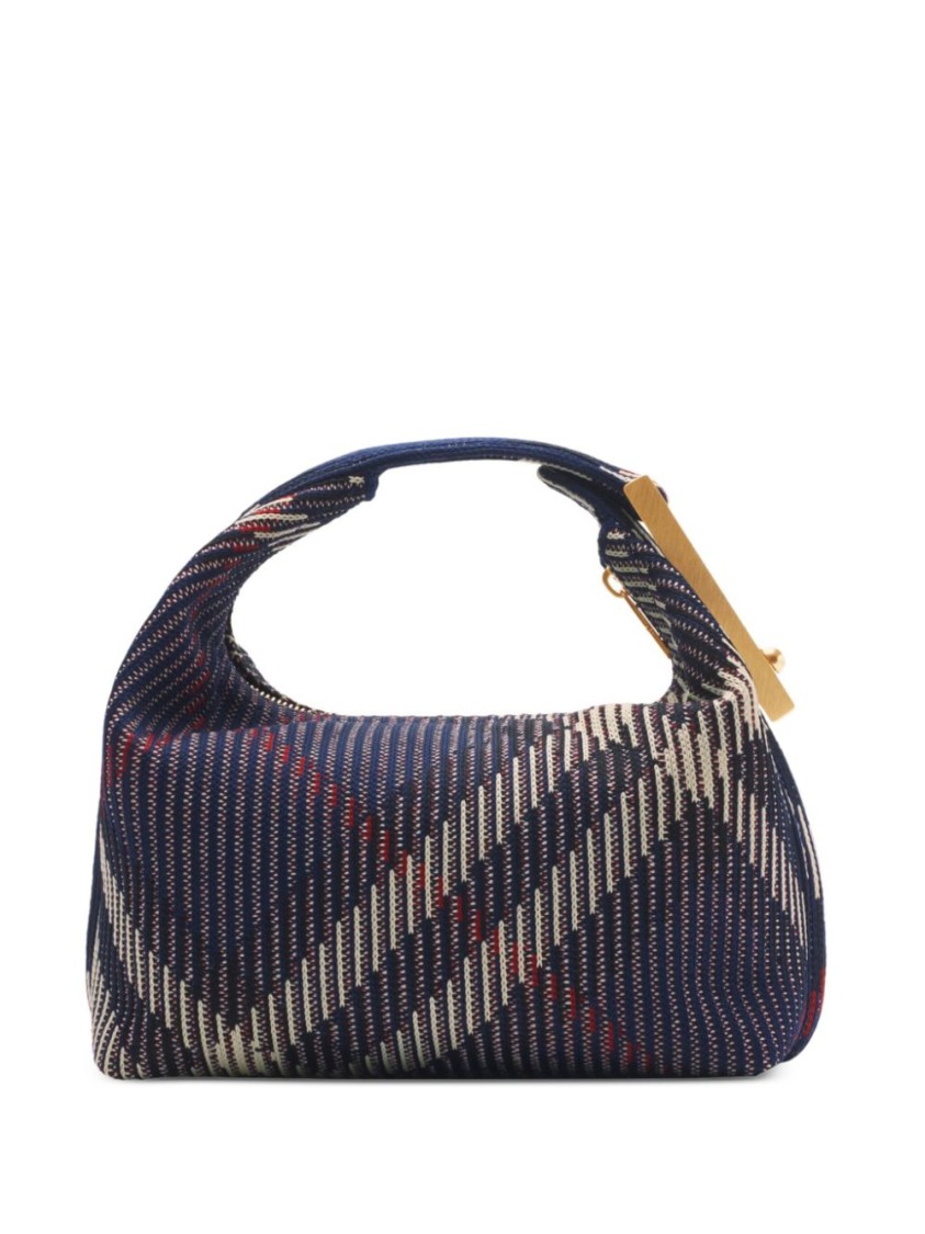 Burberry Womens Peg Medium Knitted Top-handle Bag Marine In Blue