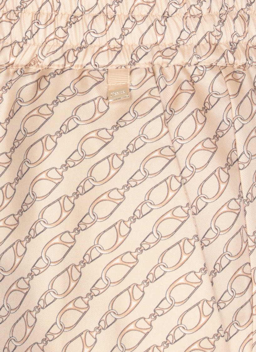 Herno Silk Pants With All-over Monogram Pattern In Neutral