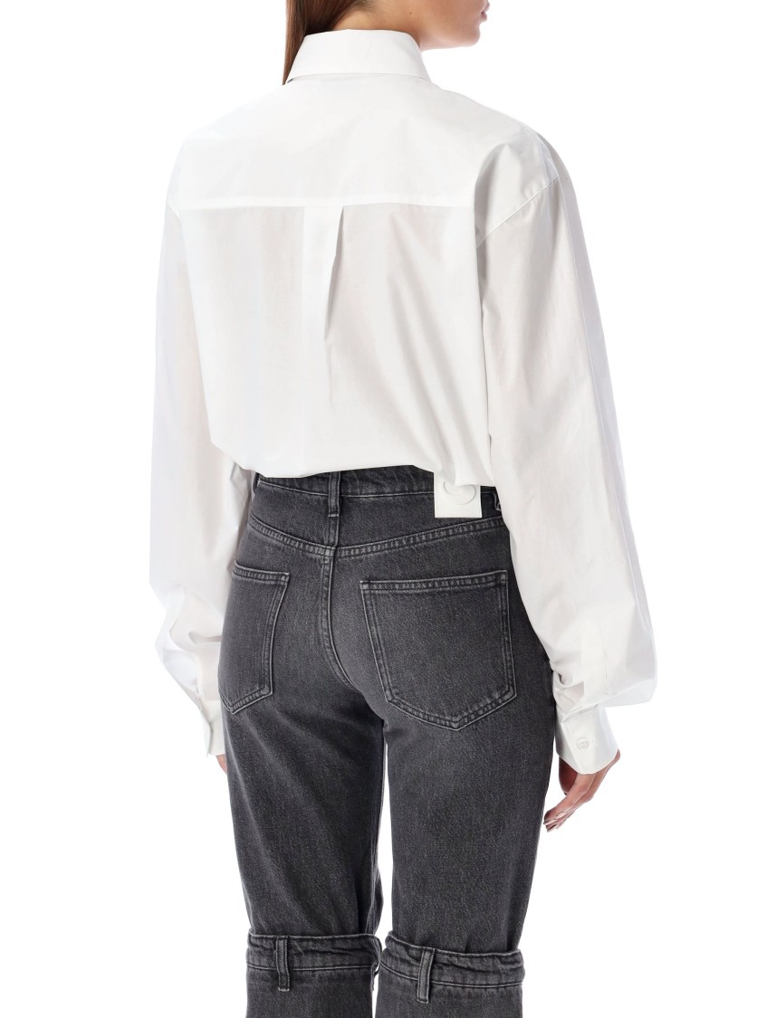 Coperni White Bodysuit With Classic Collar And Logo Patch On The Front In Cotton Woman In White