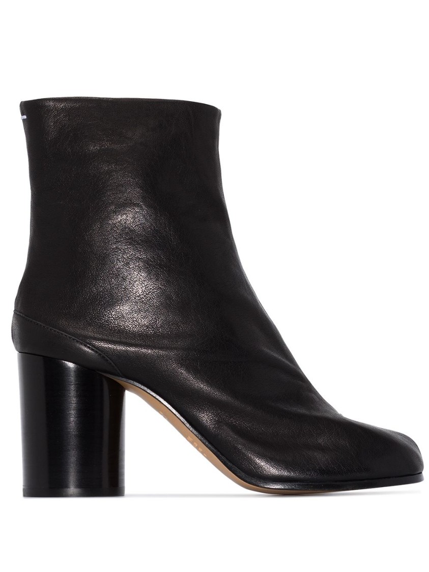 Maison Margiela Tabi Ankle Boots With Unique Tabi Toe Design And Block Heel In Black