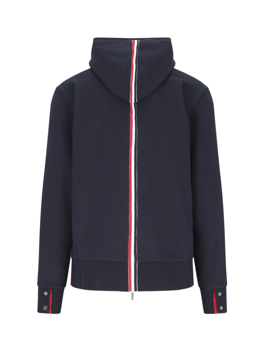 Thom Browne Center-back Stripe Loopback Hoodie In Blue