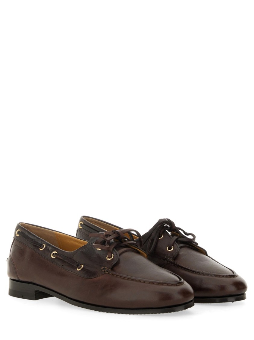 Bally Apron Toe Stacked Heel Loafers With Eyelet Detailing