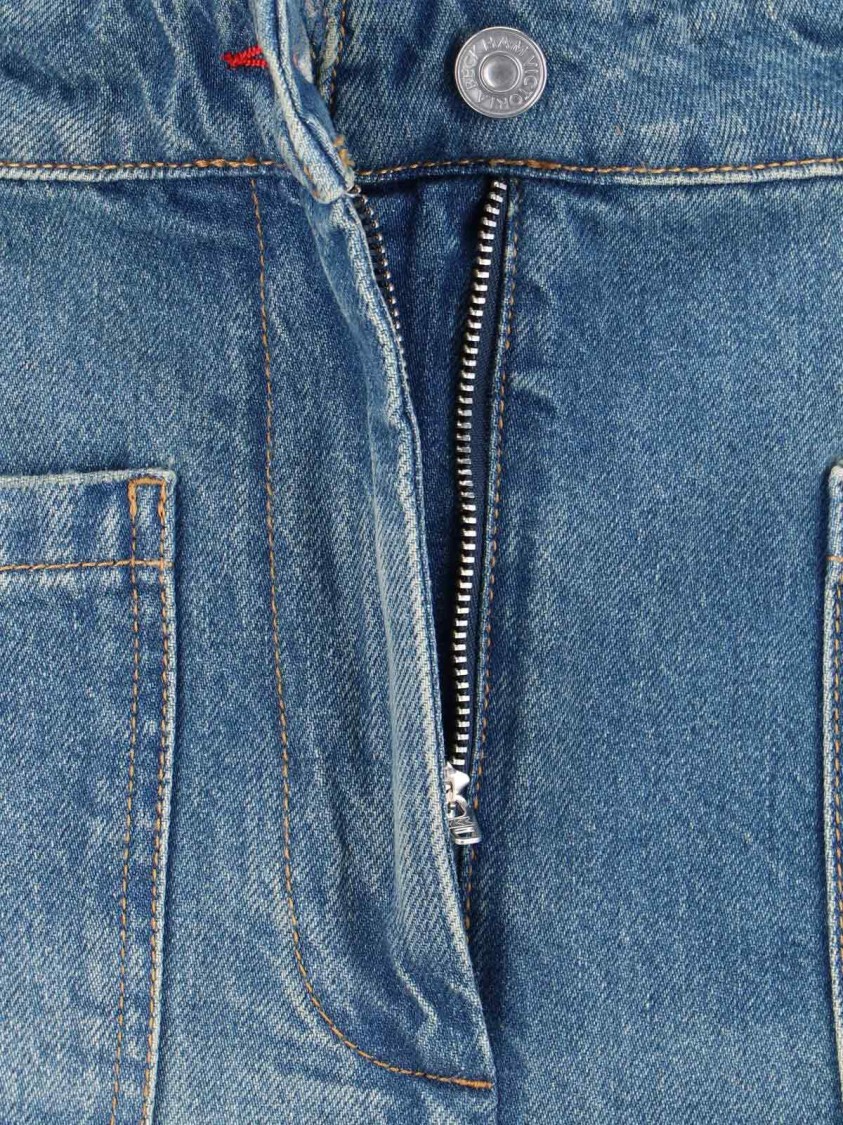 Victoria Beckham Straight Trousers With Pockets And Stitching In Blue