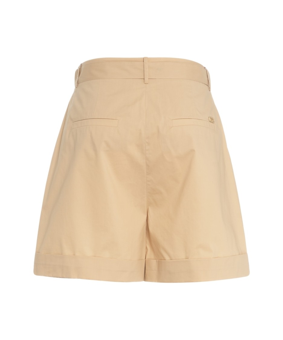 LIU •JO LIU JO BEIGE POPELINE SHORTS WITH ROLLED CUFFS