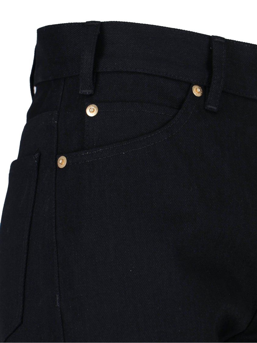 Celine Straight Leg Trousers Belt Loops In Black