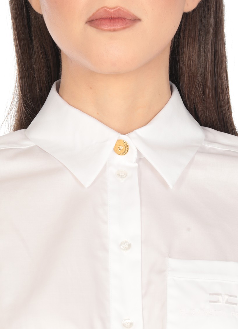 Elisabetta Franchi White Cotton Cropped Shirt In White