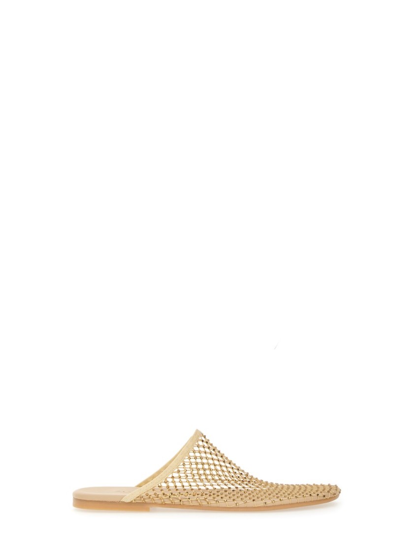 Alysi Open-toe Mesh Slip-on Sabot In Mesh In Gold