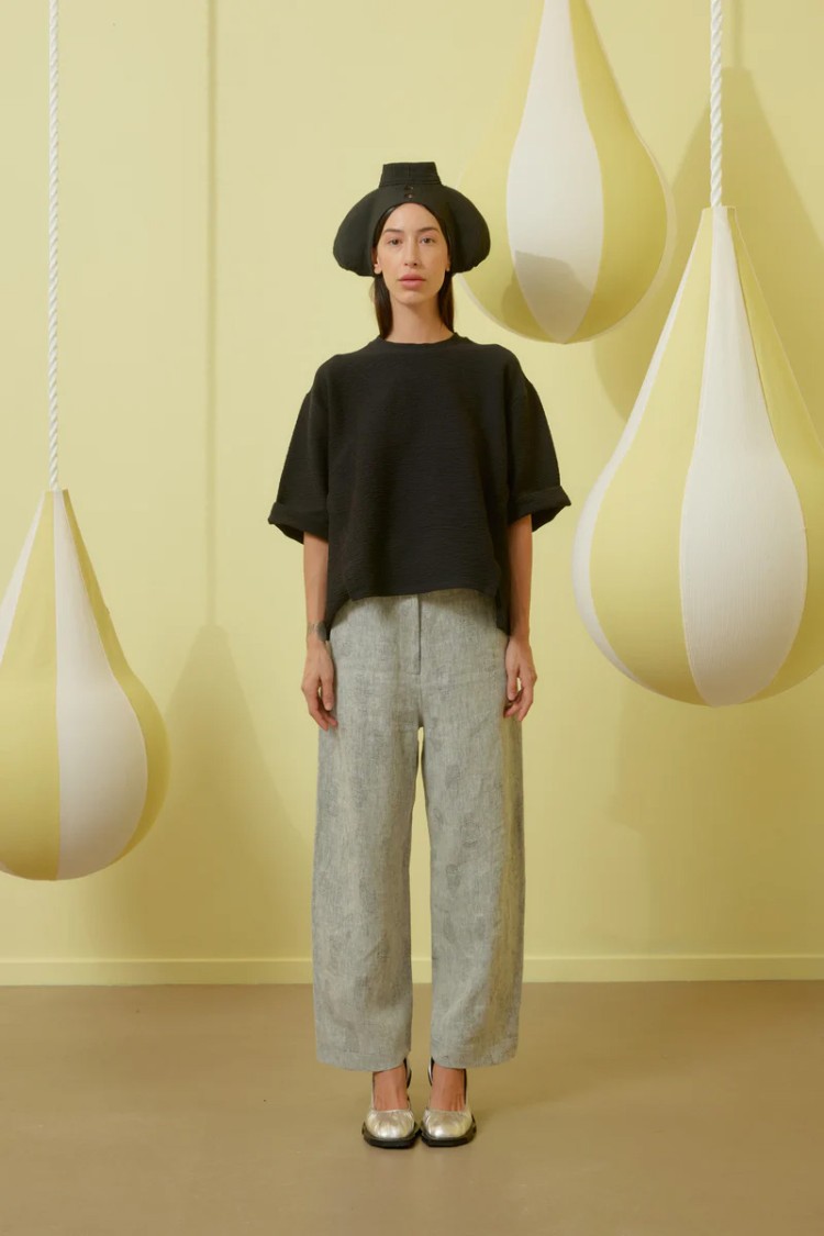 HENRIK VIBSKOV HENRIK VIBSKOV HIGH-WAISTED WIDE-LEG PANTS WITH TEXTURED PRINT