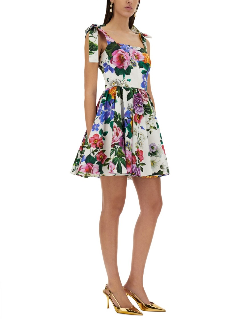 Dolce & Gabbana Floral-print Cotton-blend Poplin Mini Dress In Multicolor