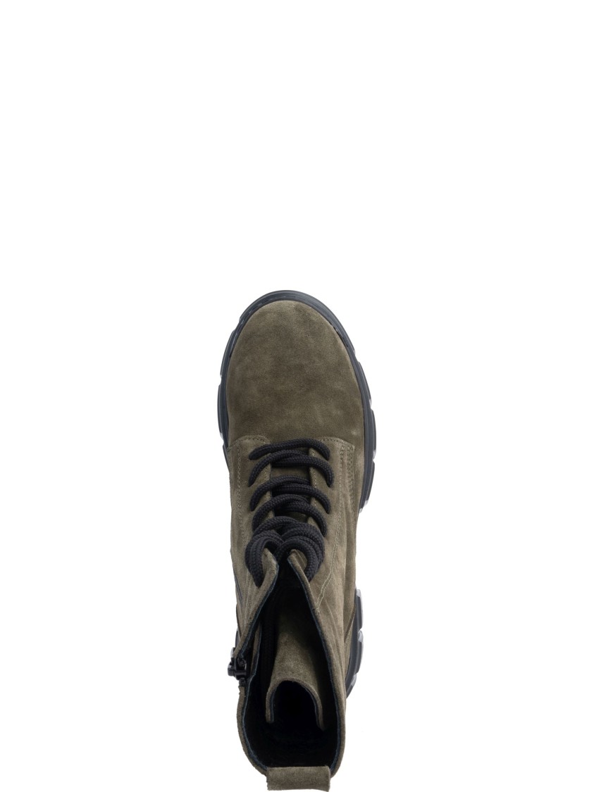 Sergio Moretti Flat Green Leather Ankle Boots In Green