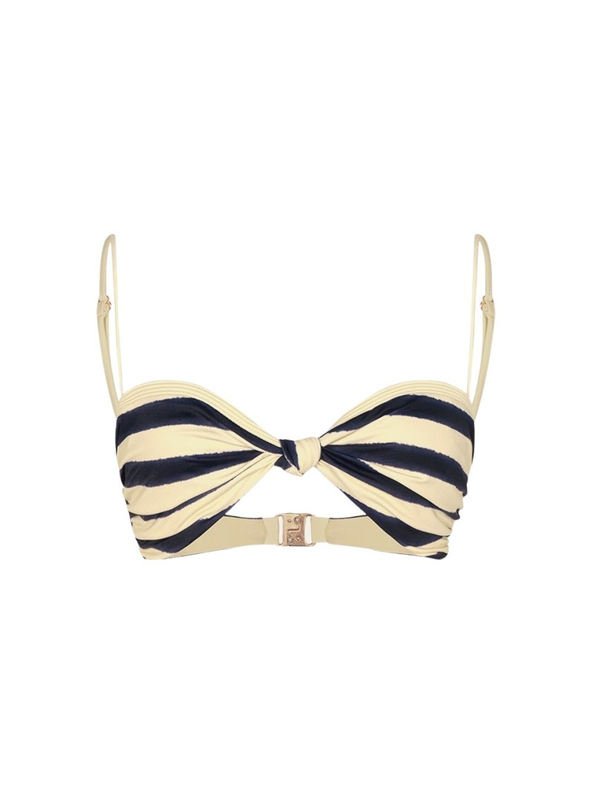 JOHANNA ORTIZ JOHANNA ORTIZ BANDANA MARINA BIKINI TOP ECRU AND NAVY