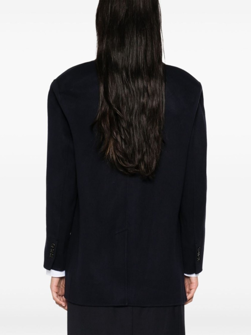 Shop Theory Navy Blue Wool Cashmere Blazer In Black