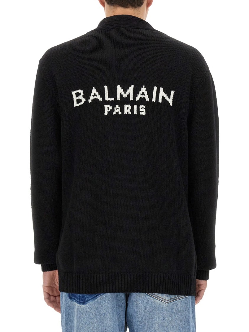 Shop Balmain V-neck Cardigan In Black
