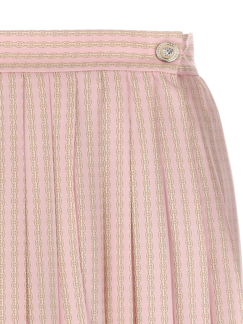 Versace Foulard Print Silk Twill Mini Skirt In Pink