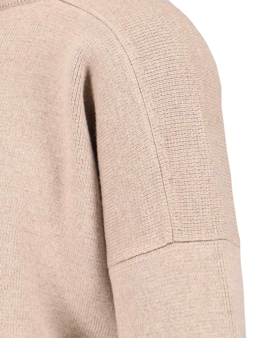 Shop Fear Of God Knitted Hoodie In Beige Wool Engraved Logo Tag