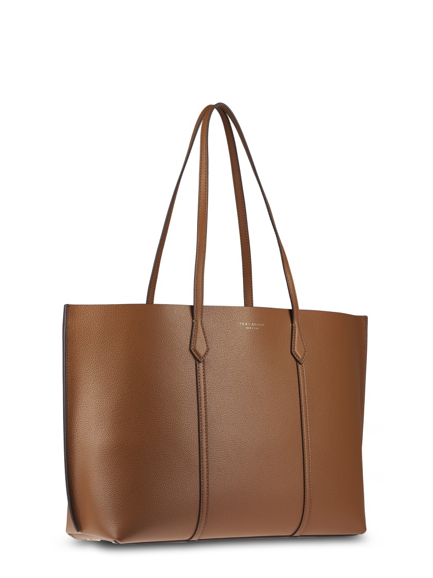 Tory Burch Structured Brown Leather Tote With Refined Details In Brown