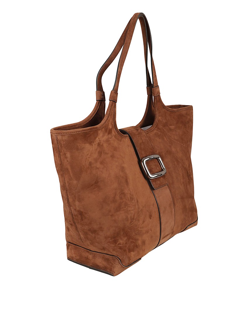Roger Vivier Structured Goat Leather Handbag In Brown